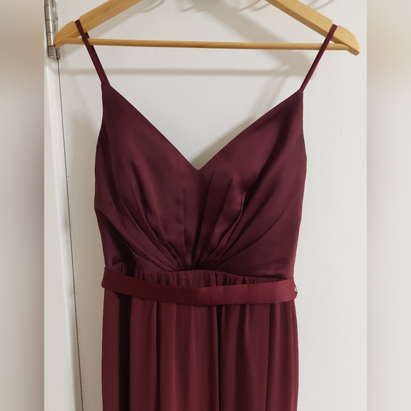 White by Vera Wang Wine V-Neck Maxi Dress with Side Slit - Picture 6 of 11